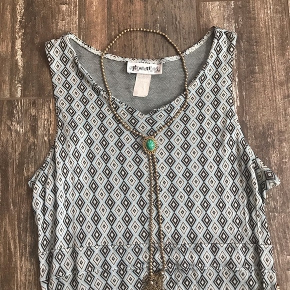 VINTAGE Metamorphosis geometric art deco print sleeveless dress Jr size XL - Picture 3 of 10